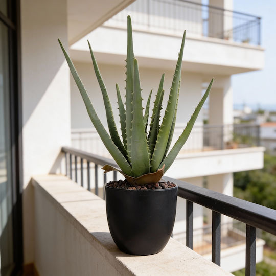 Artificial Aloe Plant In Pot 45 Cm Tall Green Lifelike Decoration