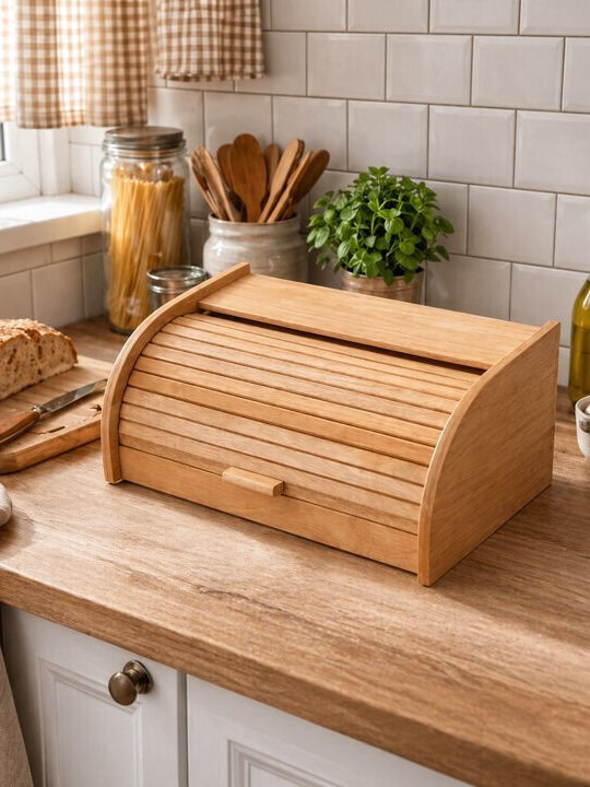 ForHome Ψωμιέρα Ξύλινη 40x27x18cm