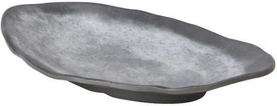 Oval Melamine Serving Platter Gray 27.8x14cm