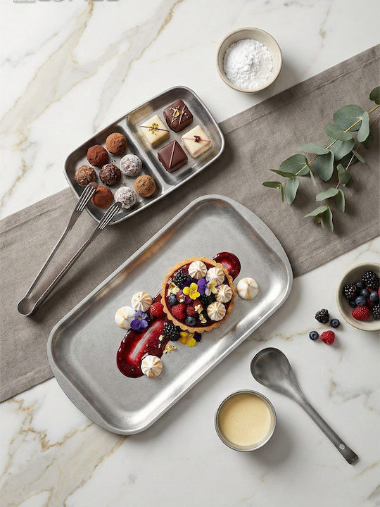 Espiel Snow Serving Platter Rectangular made of Porcelain Gray 27x15cm