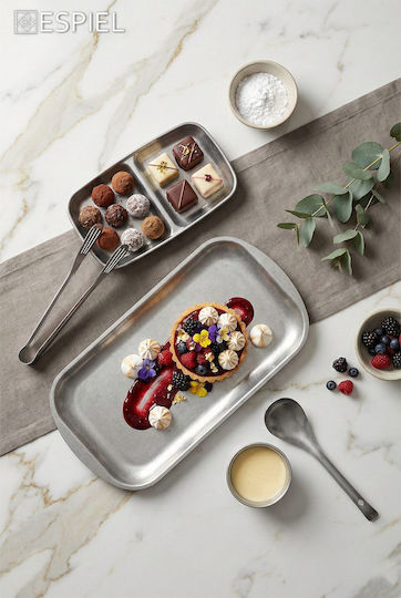 Espiel Snow Serving Platter Rectangular made of Porcelain Gray 27x15cm