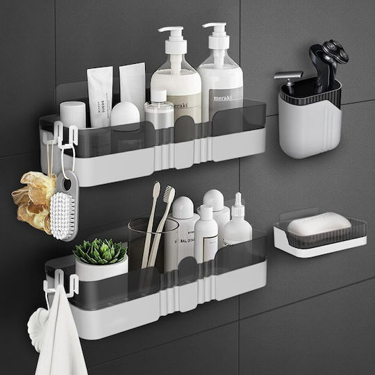 Shelf Bathroom Accessory Set Plastic White Shelf Bathroom Accessory Set Plastic White