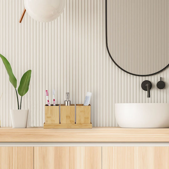 Relaxdays Set Accesorii Pentru Baie Din Bambus Bej