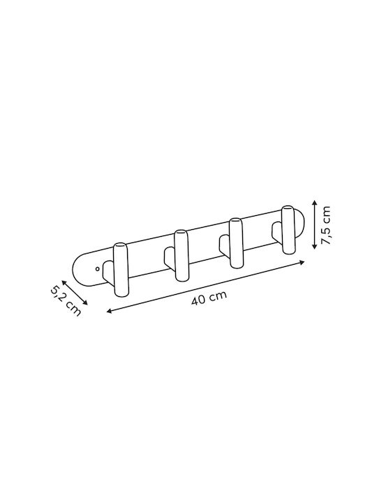 Atmosphera Wall Hanger Wooden 5 Hooks Gray 40x7.5x5.2cm