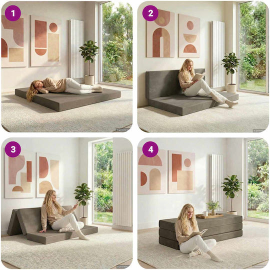 vidaXL Velvet Floor Pillow Light Gray 67x160cm