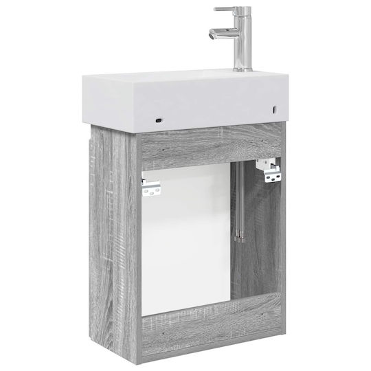 vidaXL Плот Със Смесител 45.5x22.5x84 См Сив