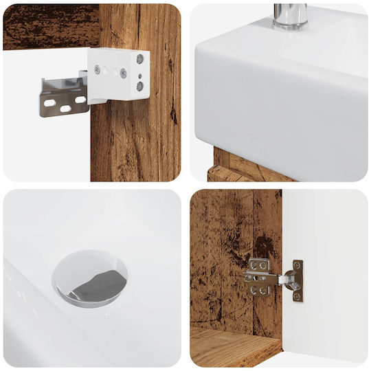 vidaXL Плот Със Смесител 45.5x22.5x84 См Кафяв vidaXL Плот Със Смесител 45.5x22.5x84 См Кафяв