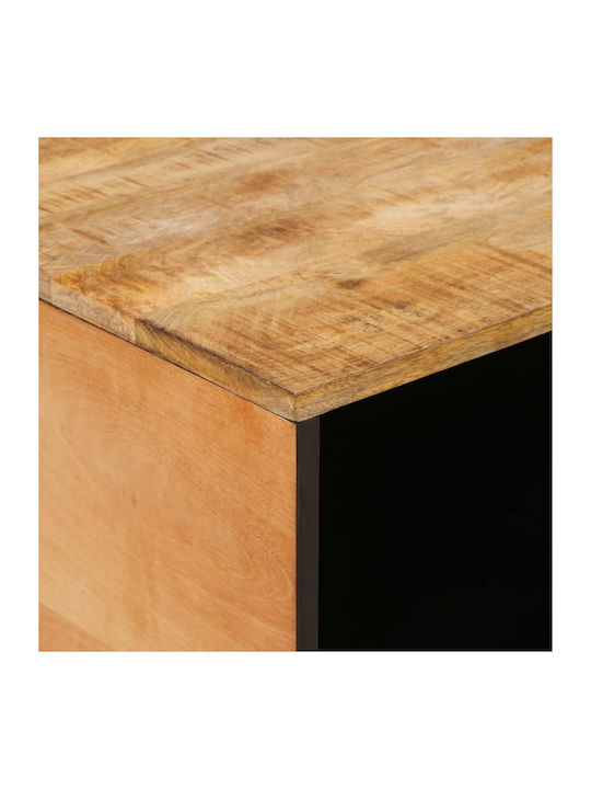 Rectangular Central Coffee Table Made of Solid Wood Brown L80xW50xH40cm