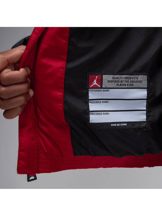 Kids Quilted Hooded Jacket Red Puffer
