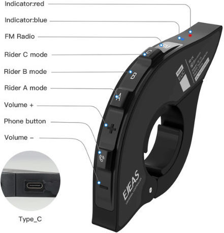 EJEAS V6 PRO+ & EUC Einzelne Gegensprechanlage für Helm Motorrad mit Bluetooth