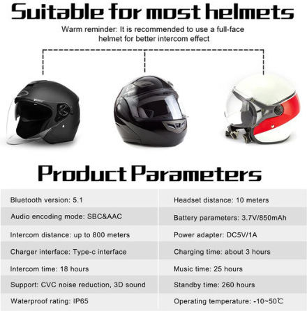 EJEAS V6 PRO+ & EUC Einzelne Gegensprechanlage für Helm Motorrad mit Bluetooth