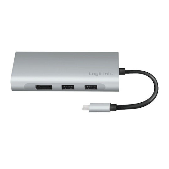 LogiLink USB-C Docking Station with HDMI/DisplayPort 4K PD Ethernet Silver (UA0382)