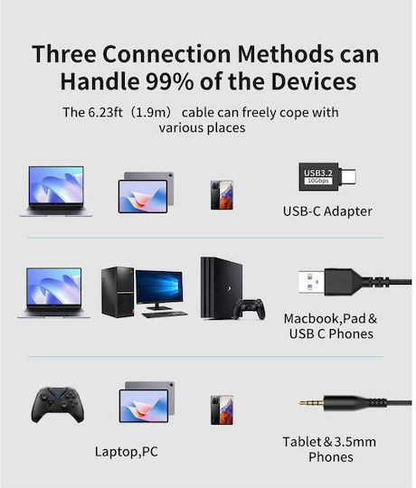 Onikuma X81 Căști Multimedia On Ear cu Microfon și Conectivitate Jack de 3,5 mm / USB-A / USB-C