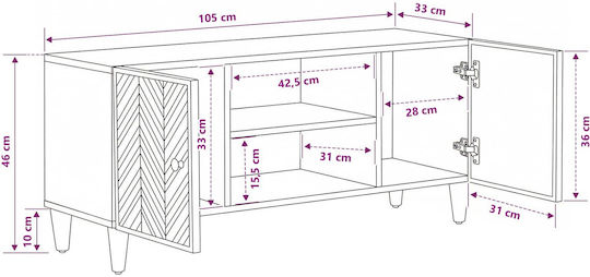 Solid Wood Sideboard Brown 105x33.5x46cm