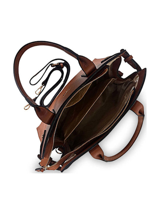 Leder Damen Schultertasche Tote Vera Tabak