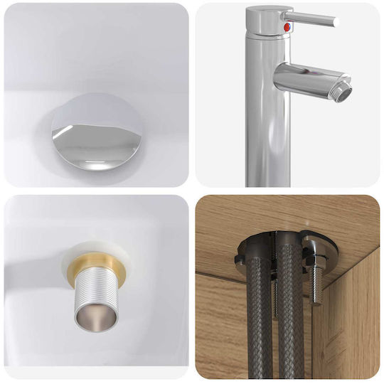 vidaXL Badezimmer Waschtisch-Einheit M53xB34.5xH63cm Eiche