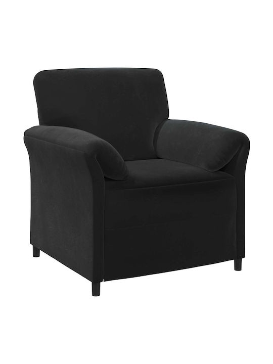 Velvet Armchair Black 88x83x95cm
