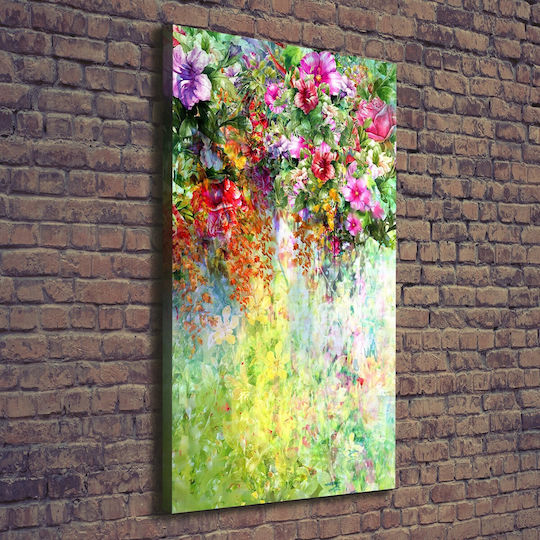 Panou Pânză Living Decorațiune Perete Flori Colorate 70x140 Cm