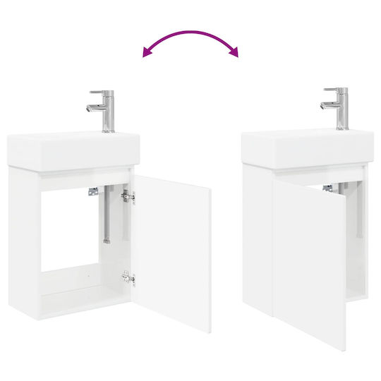 vidaXL Плот със Смесител 45.5x22.5x84 см Бял