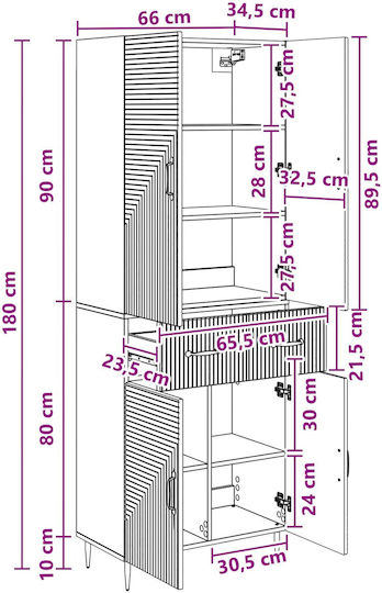 Bibliothek Schwarz 66x34.5x89.5cm