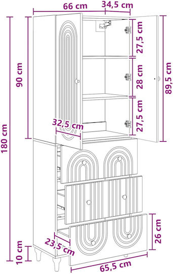 Βιβλιοθήκες Μαύρες (2τμχ) 66x34.5x90εκ.