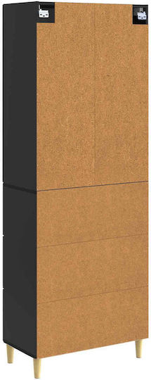 Living Room Display Cabinet Made of Black Particle Board 65.5x23.5x180cm