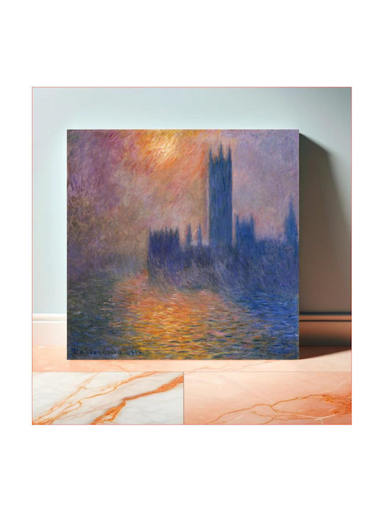 Claude Monet's Houses Parliament Картина Платнен 80x80см