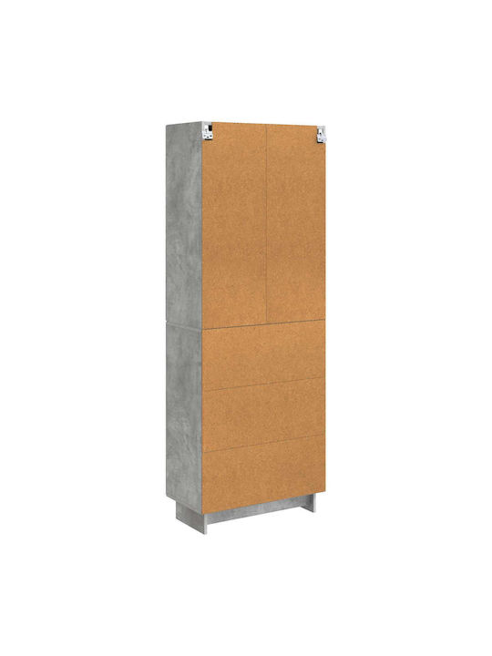 Wand Wohnzimmer Vitrine aus Spanplatte Grau 66x34.5x90cm