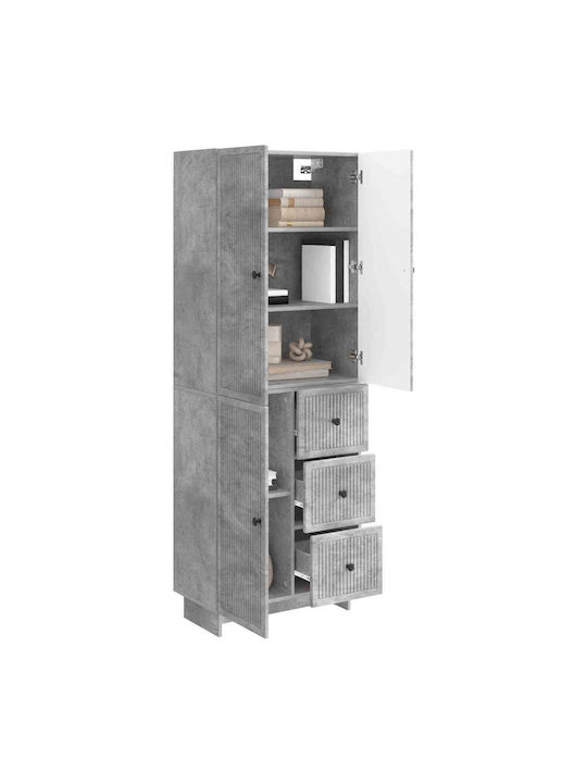 Wand Wohnzimmer Vitrine aus Spanplatte Grau 66x34.5x90cm