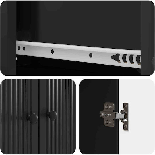 Wall Living Room Cabinet Made of Particle Board Black 66x34.5x95cm