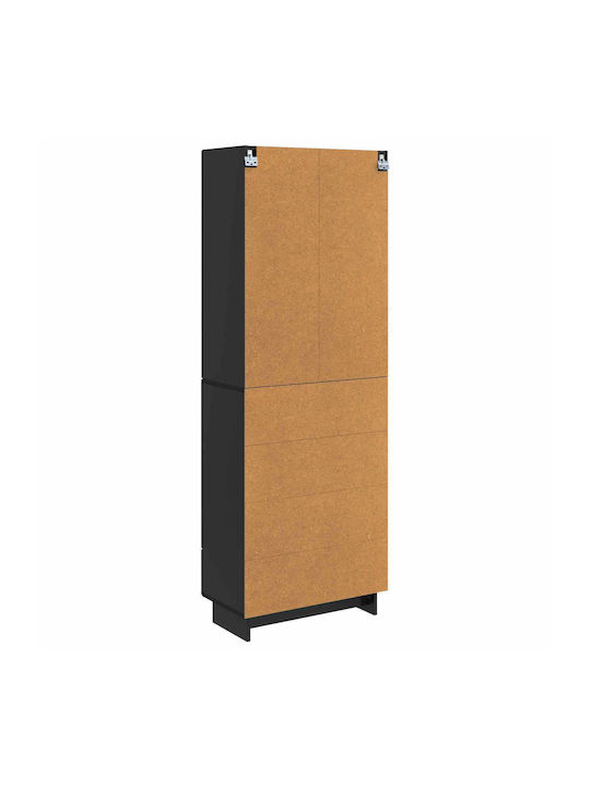 Wall Mounted Living Room Cabinet Made of Particle Board Black 66x34.5x95cm
