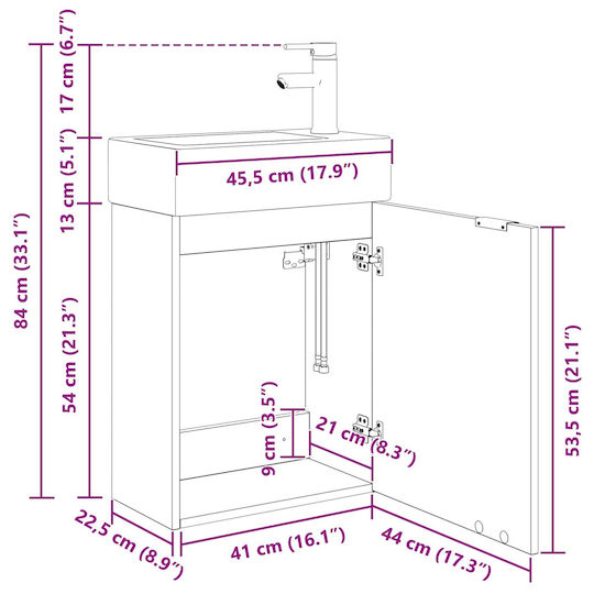 vidaXL Плот със Смесител 45.5x22.5x84 см Сив