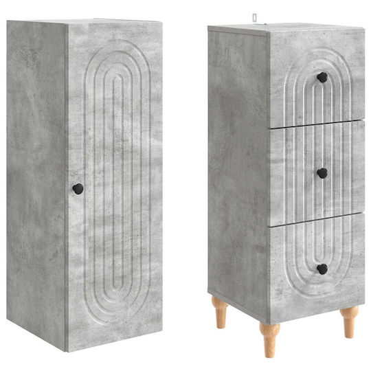 vidaXL Bathroom Column Cabinet Wall Hung M33xD34.5xH90cm Gray