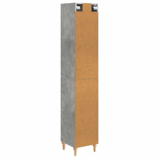 vidaXL Bathroom Column Cabinet Wall Hung M33xD34.5xH90cm Gray