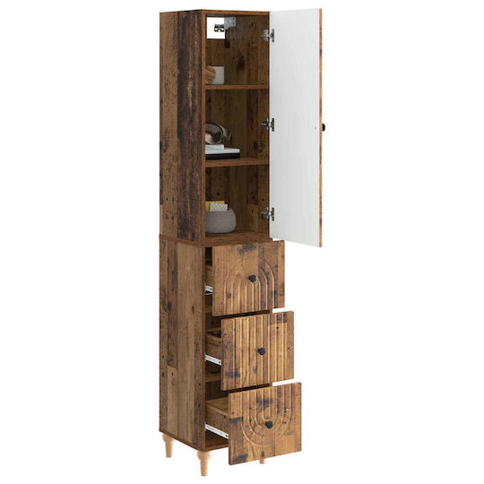 vidaXL Bathroom Column Cabinet Wall Hung M33xD34.5xH90cm Brown