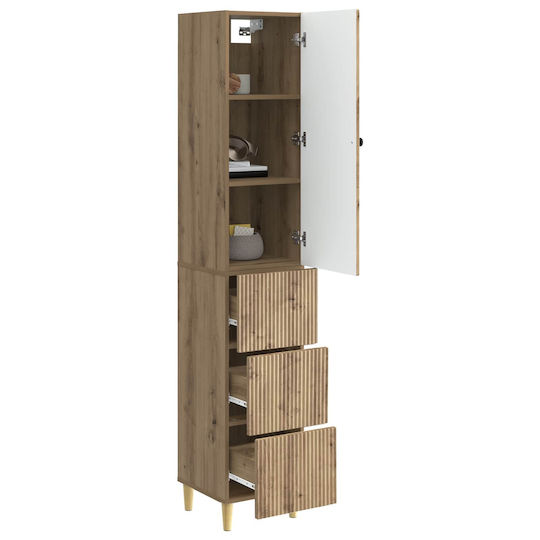 vidaXL Bathroom Column Cabinet Wall Hung M33xD34.5xH90cm Brown