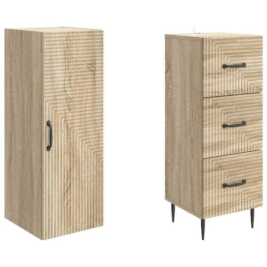 vidaXL Bathroom Column Cabinet Wall Hung M33xD34.5xH90cm Sonoma