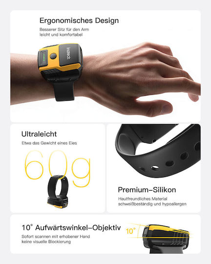 Inateck Handheld-Drahtloser Scanner mit Linearer Bildgeber (1D) Barcode PBS005_Schwarz