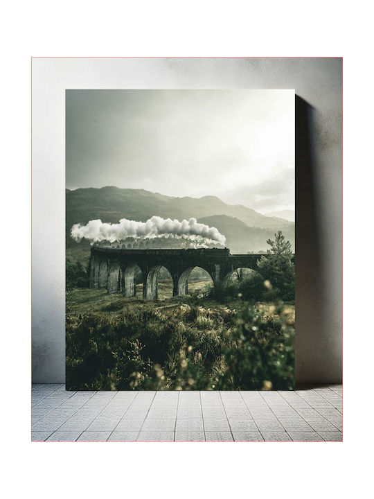 Train On A Viaduct In Misty Landscape Painting 100x150