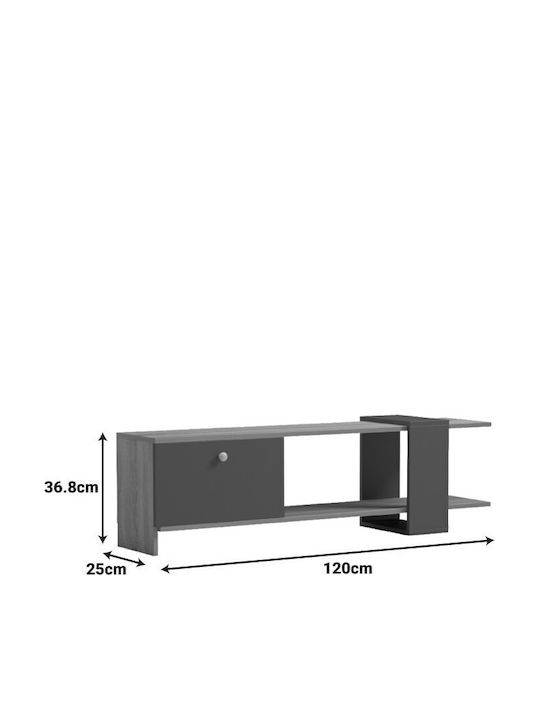 Έπιπλο Τηλεόρασης Standi Ανθρακί Μ120xΠ25xΥ36.8cm