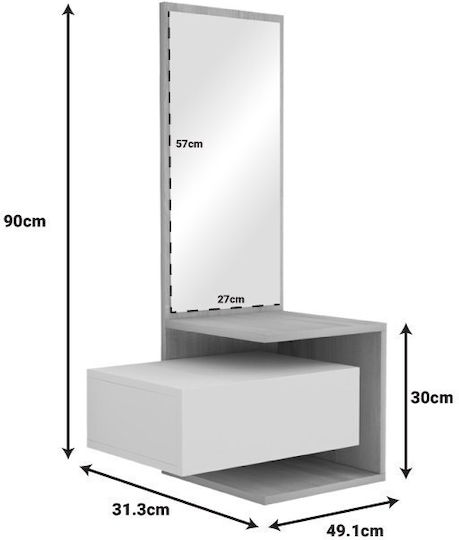 Kendi Hallway Furniture with Mirror 49.1x31.3x90cm