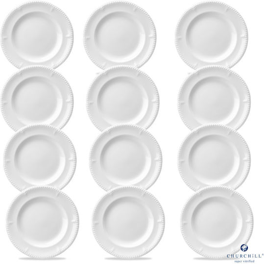 Churchill 1795 Shallow Serving Plate Made of White Porcelain 28cm 12 Pieces