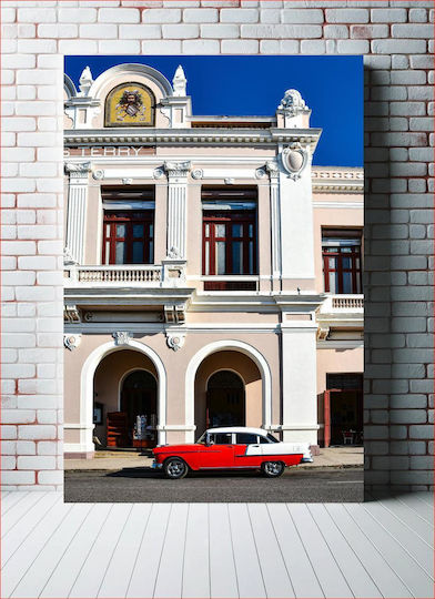 Classic Car By Historic Building Κλασικό Αυτοκίνητο Από Το Ιστορικό Κτίριο σε Καμβά