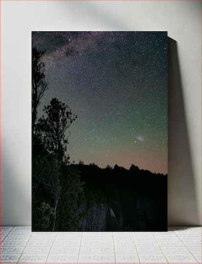 Night Sky With Stars And Trees On Canvas Night Sky With Stars And Trees On Canvas
