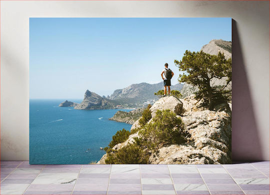 Hiker Overlooking The Sea And Rocky Mountains Πεζοπόρος Με Θέα Στη Θάλασσα Και Τα Βραχώδη Όρη 1 Hiker Overlooking The Sea And Rocky Mountains Πεζοπόρος Με Θέα Στη Θάλασσα Και Τα Βραχώδη Όρη 1