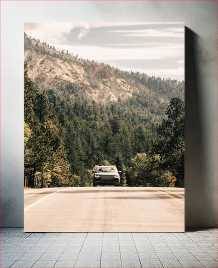 Car On Mountain Road Αυτοκίνητο Στο Mountain Road σε Καμβά
