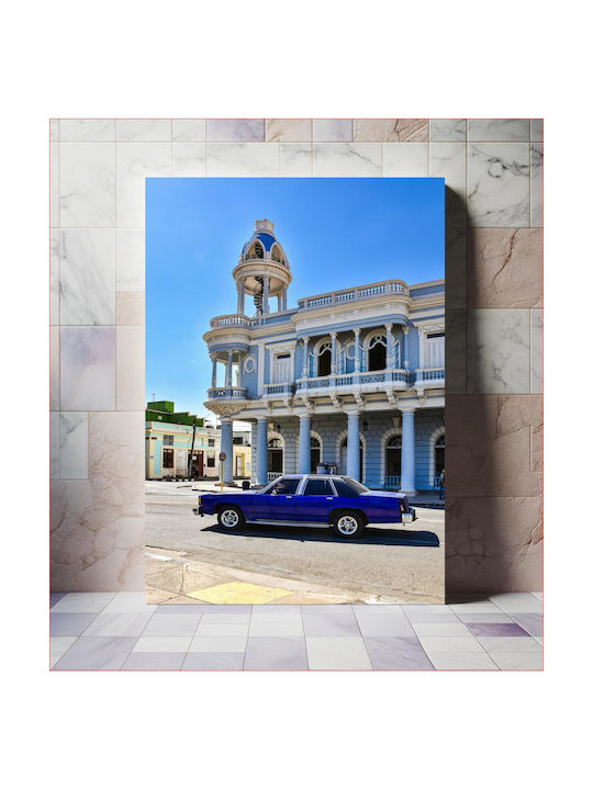 iLovePrints Classic Car In Front Historisches Gebäude Leinwand 50x80