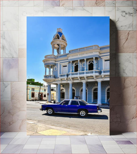 Classic Car In Front Of Historical Building Κλασικό Αυτοκίνητο Μπροστά Από Το Ιστορικό Κτίριο