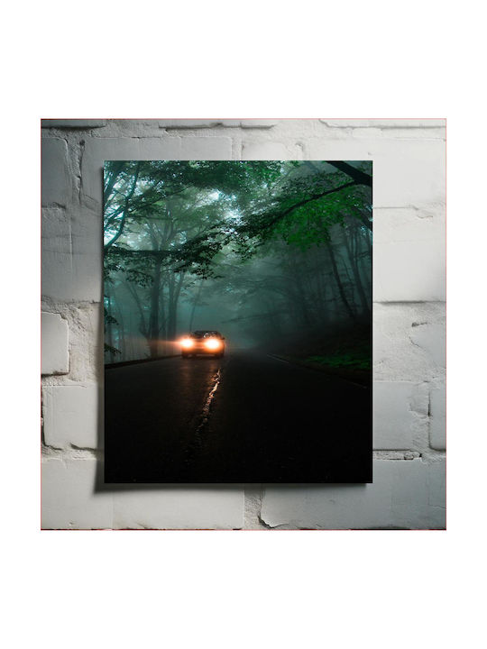 Панел Car On A Foggy Forest Road Автомобил По Един Мъглив Горски Път 60x90