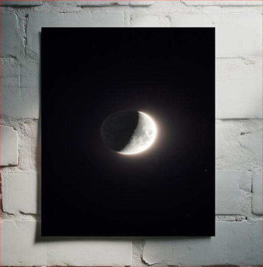 Crescent Moon In Space Ημισέληνος Στο Διάστημα σε Καμβά